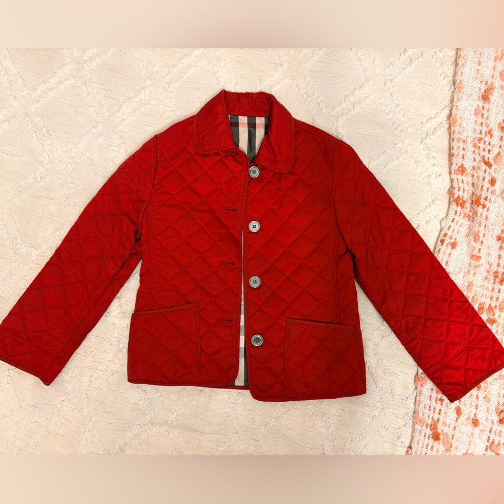 Burberry Kids Red Quilted Jacket